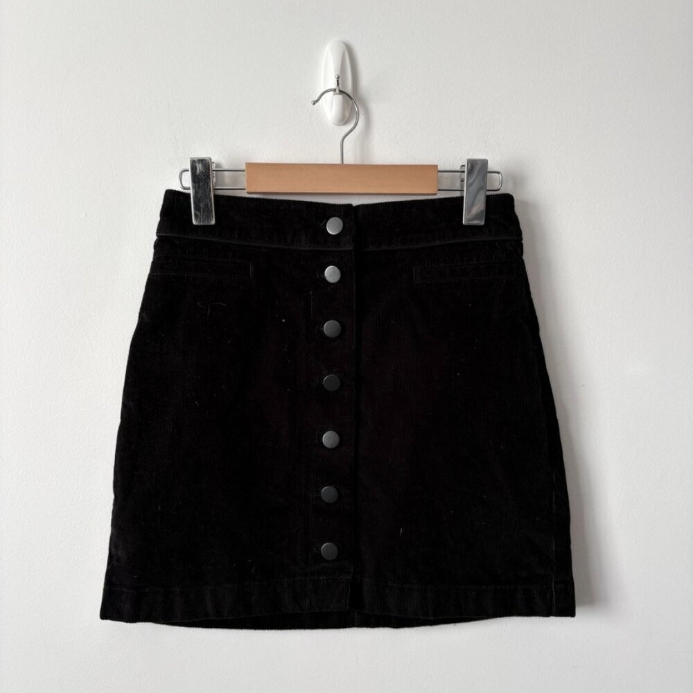 Aritzia Wilfred Free Karmen Skirt Button Front Corduroy Mini Skirt Black Size 2 - Picture 3 of 6